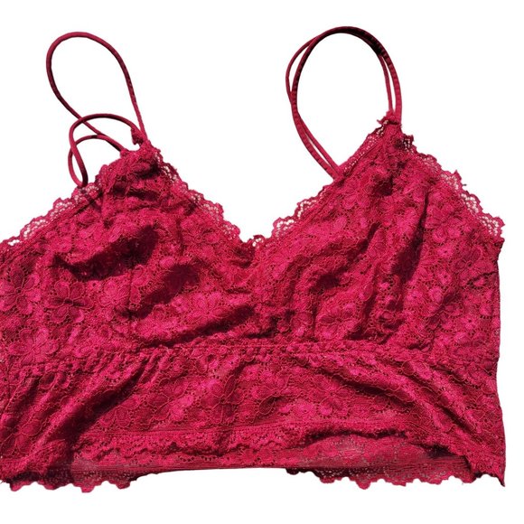 Bralette Lace Floral Spaghetti Straps V Neck Two Blue Red Womans Size Medium - Picture 8 of 13